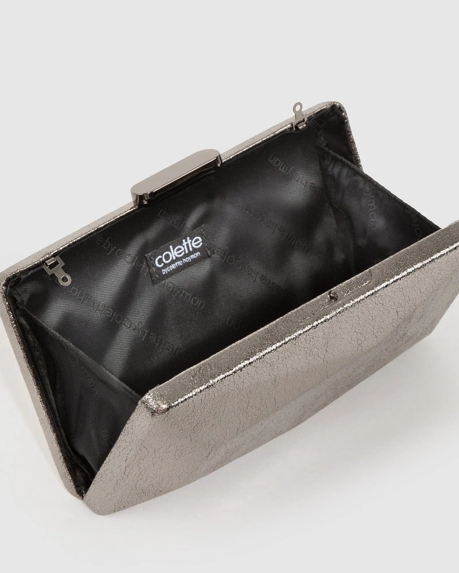 Gunmetal Liza Geo Hardcase Clutch Bag