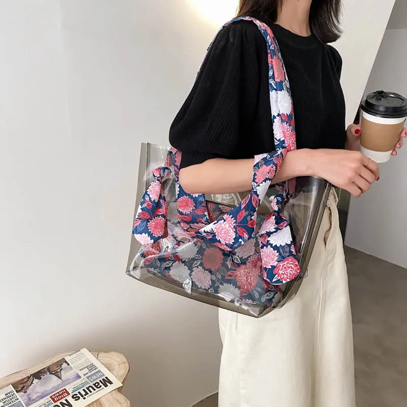 Large-capacity transparent bag fashionable popular tote bag