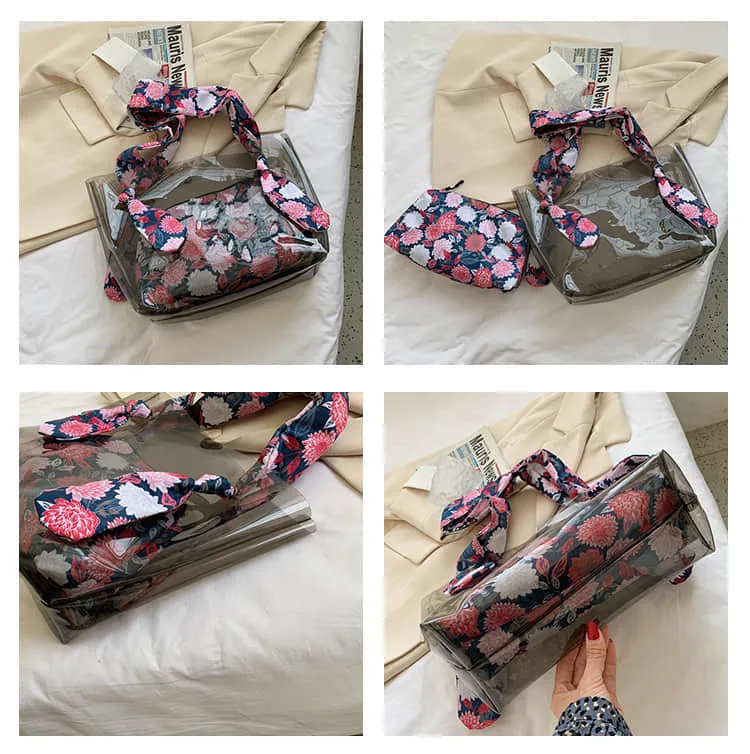 Large-capacity transparent bag fashionable popular tote bag
