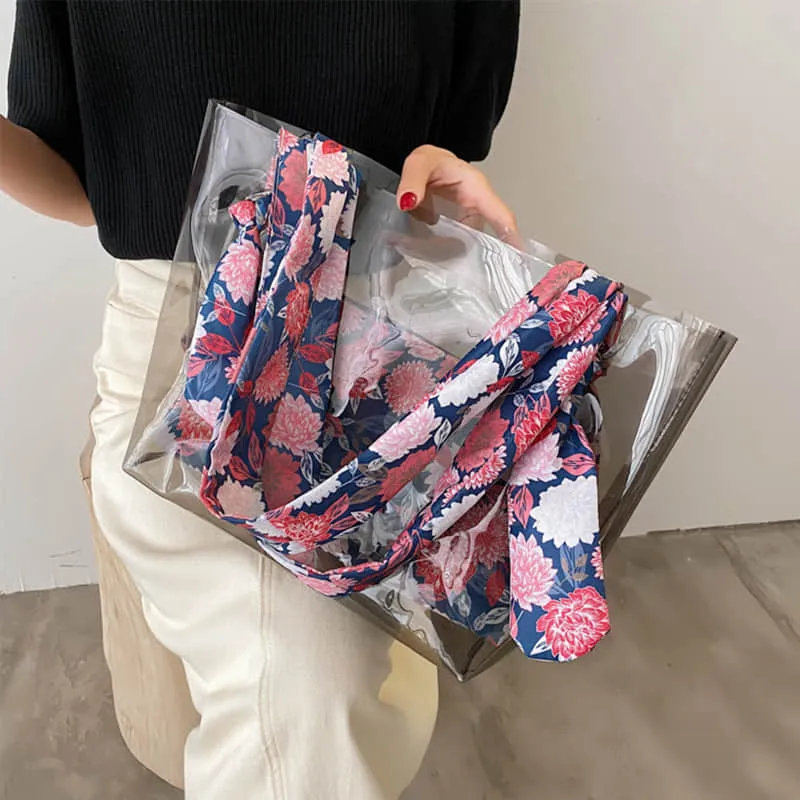 Large-capacity transparent bag fashionable popular tote bag