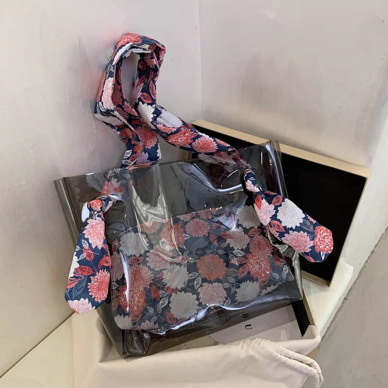 Large-capacity transparent bag fashionable popular tote bag