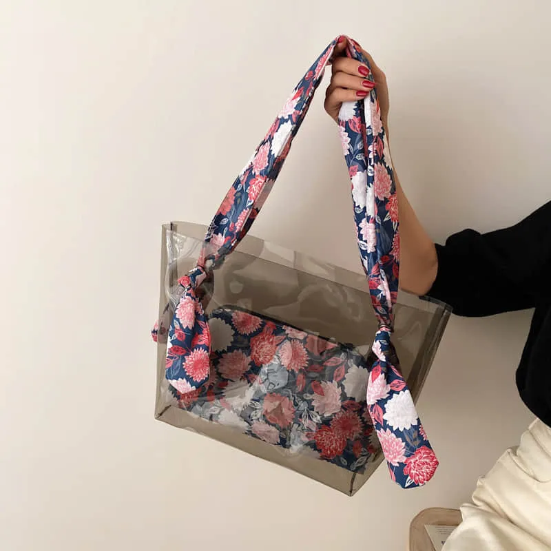 Large-capacity transparent bag fashionable popular tote bag