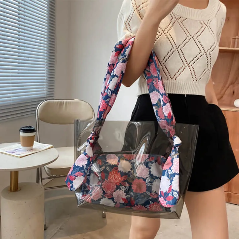 Large-capacity transparent bag fashionable popular tote bag