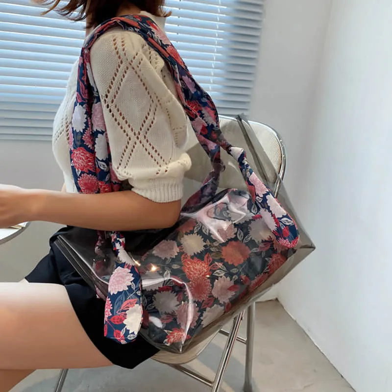 Large-capacity transparent bag fashionable popular tote bag
