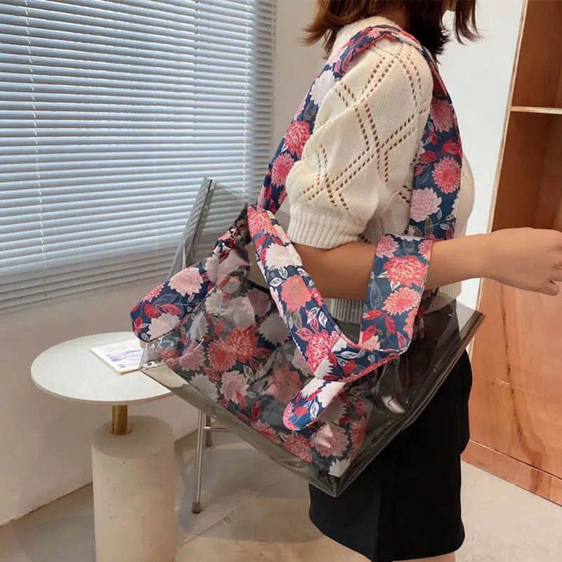 Large-capacity transparent bag fashionable popular tote bag