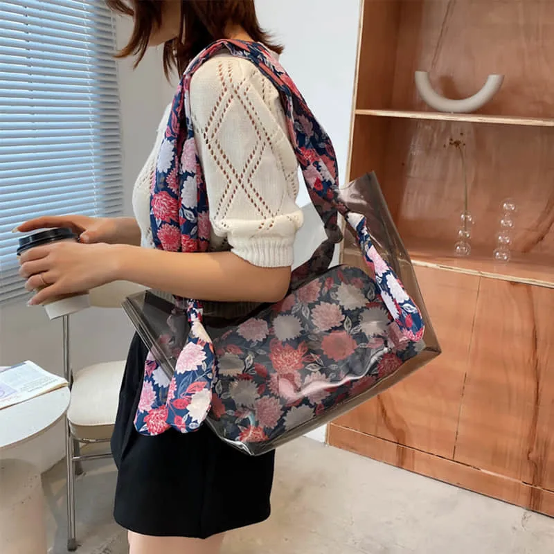 Large-capacity transparent bag fashionable popular tote bag