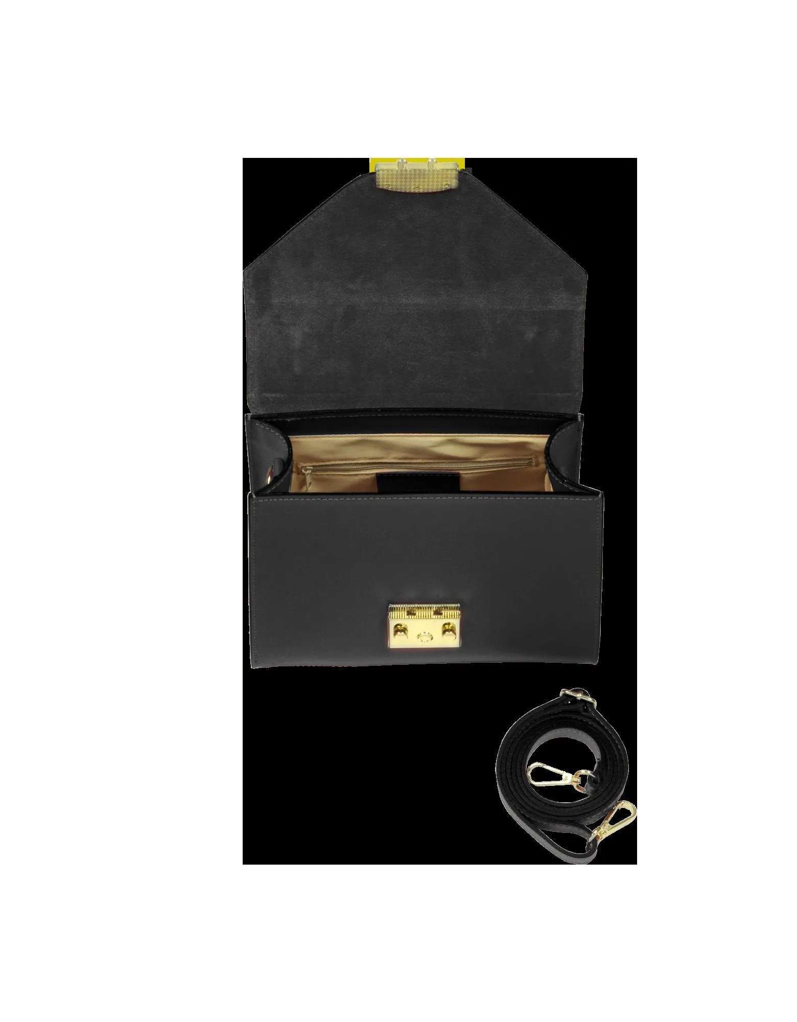 Le Parmentier Gold Charm Italian Leather Satchel