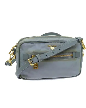 Light Blue Nylon Shoulder Bag with Adjustable Strap - Italian Made