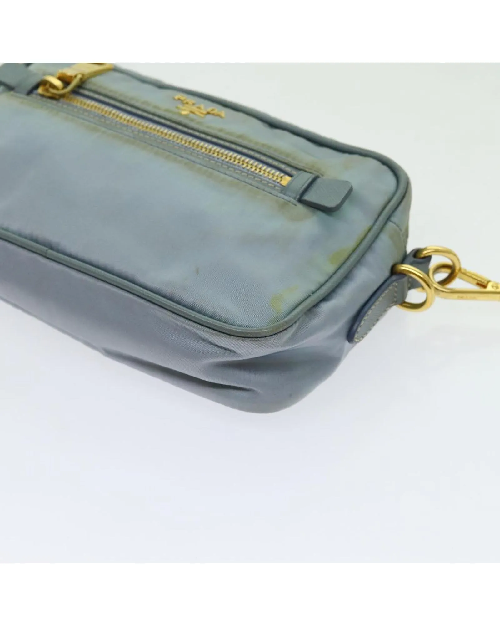 Light Blue Nylon Shoulder Bag with Adjustable Strap - Italian Made