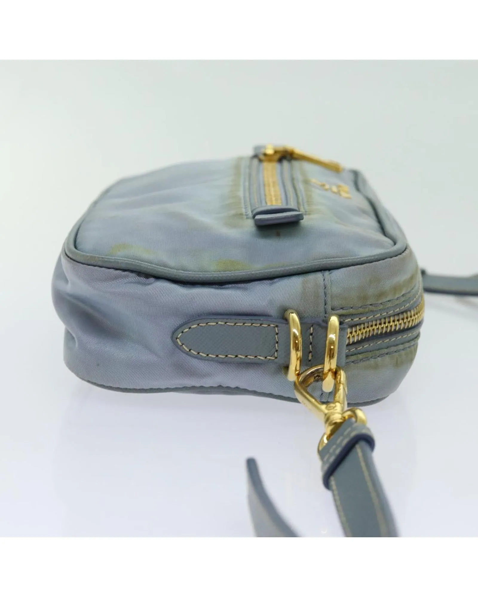 Light Blue Nylon Shoulder Bag with Adjustable Strap - Italian Made