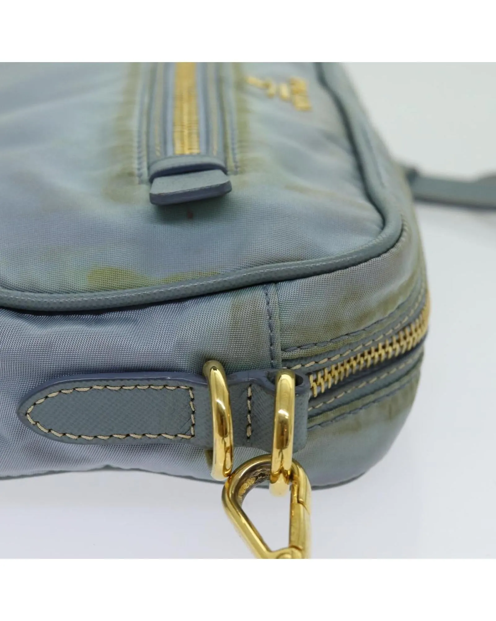 Light Blue Nylon Shoulder Bag with Adjustable Strap - Italian Made