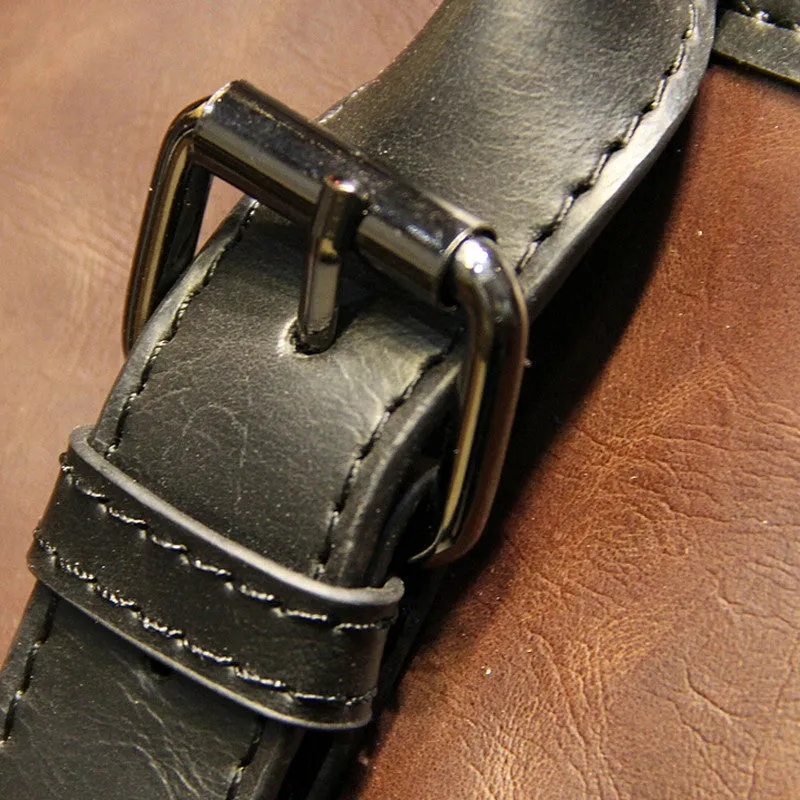 Men PU Leather Vintage Travel Business Briefcase Bag