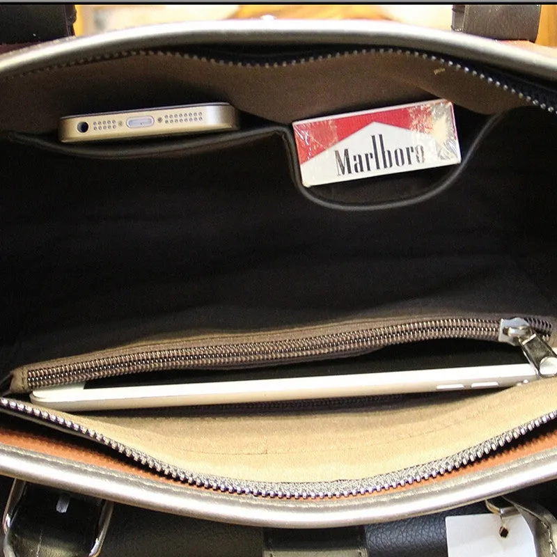 Men PU Leather Vintage Travel Business Briefcase Bag