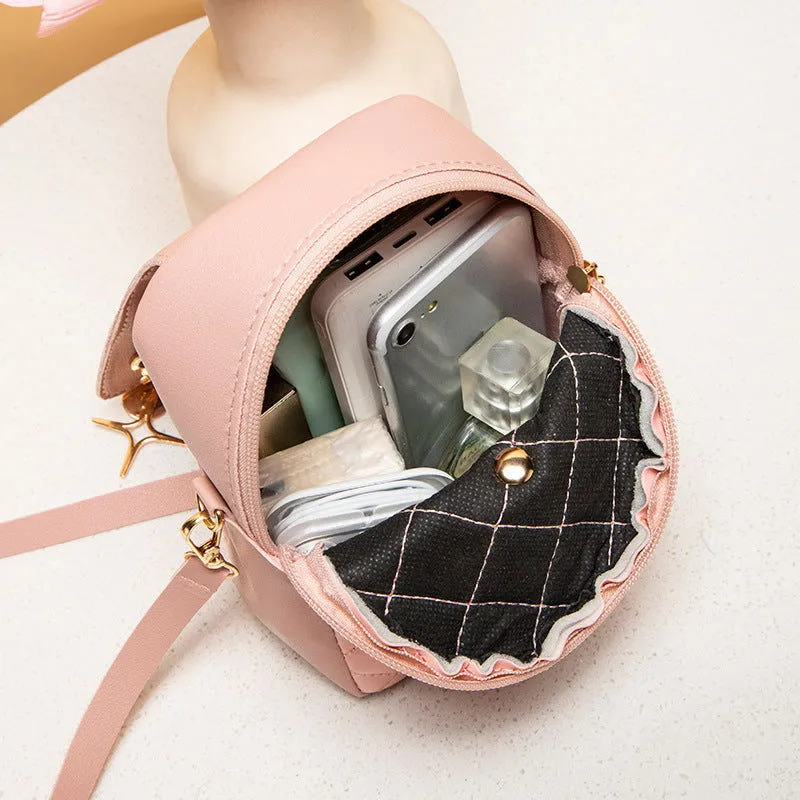 Mouse Pendant Crossbody Leather Textured Handbags