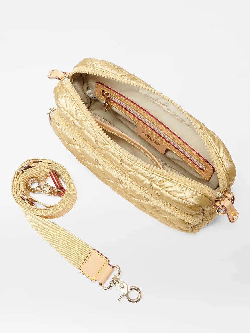 MZ Wallace Small Metro Camera Bag in Light Gold Metallic Oxford