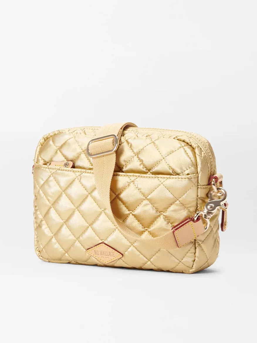 MZ Wallace Small Metro Camera Bag in Light Gold Metallic Oxford