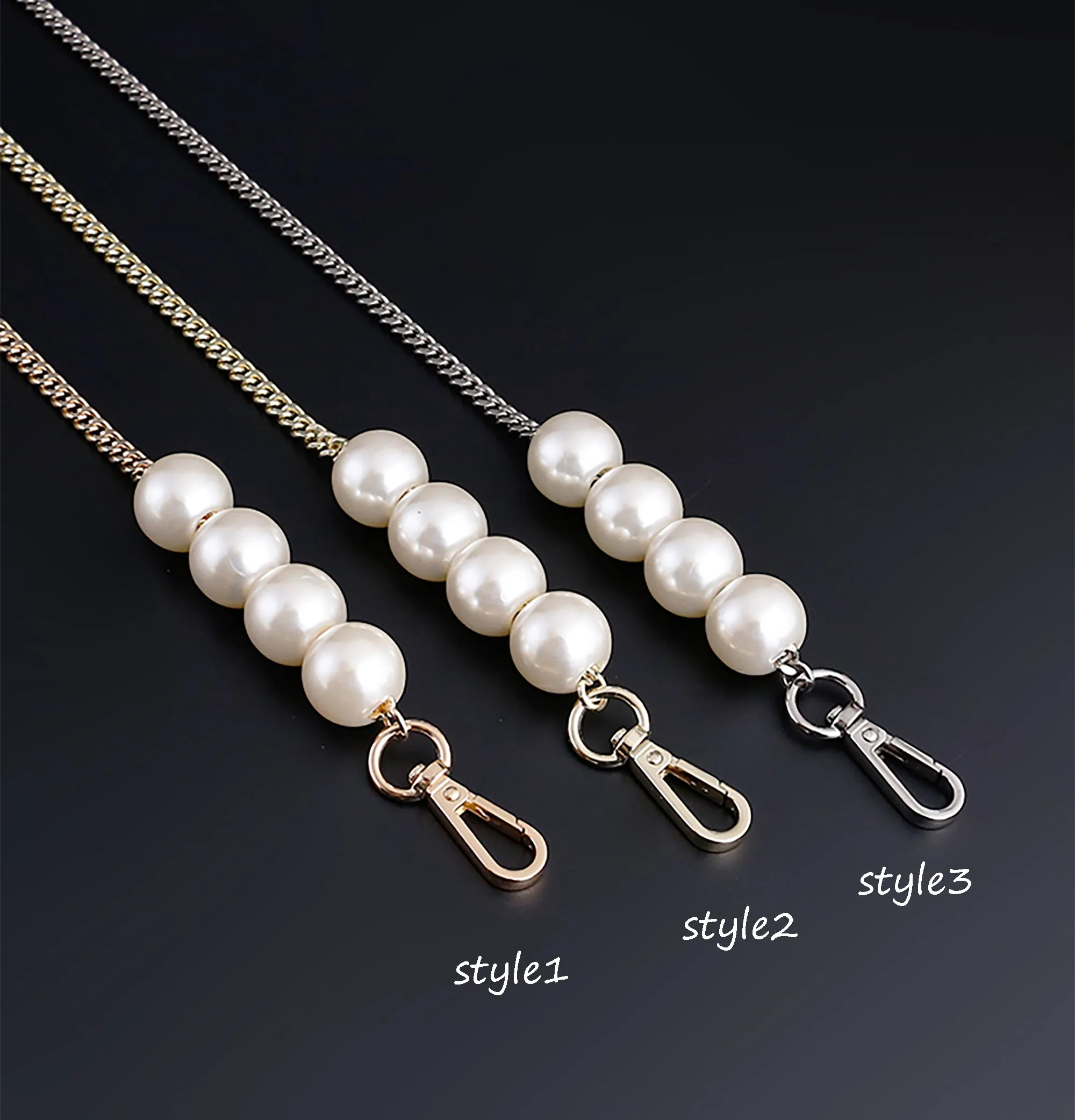 Pearl chain for bags, DIY shoulder strap, metal bag chain for crossbody or shoulder bag accessory