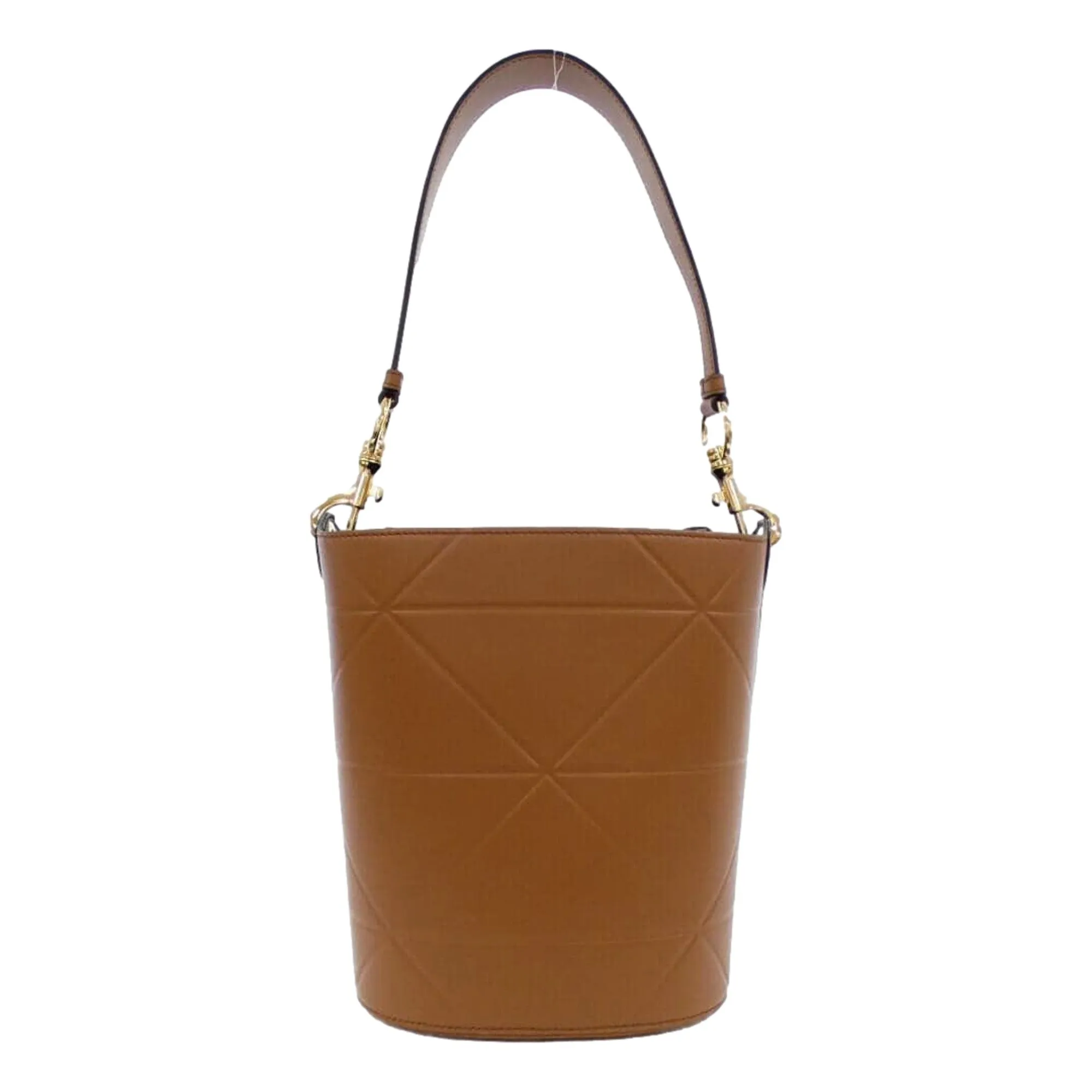 Prada Soft Calf Leather Bucket Crossbody Handbag Cognac Brown