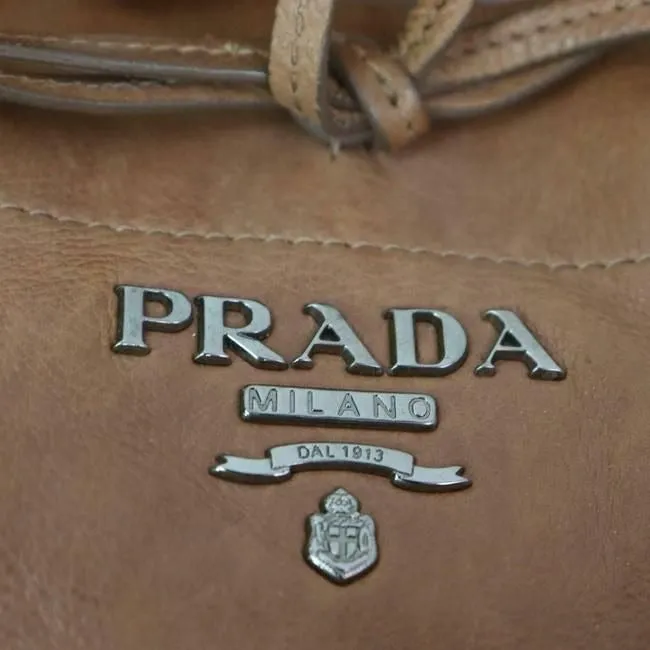 Prada Way Top Handle Light Coffee Brown Leather Satchel
