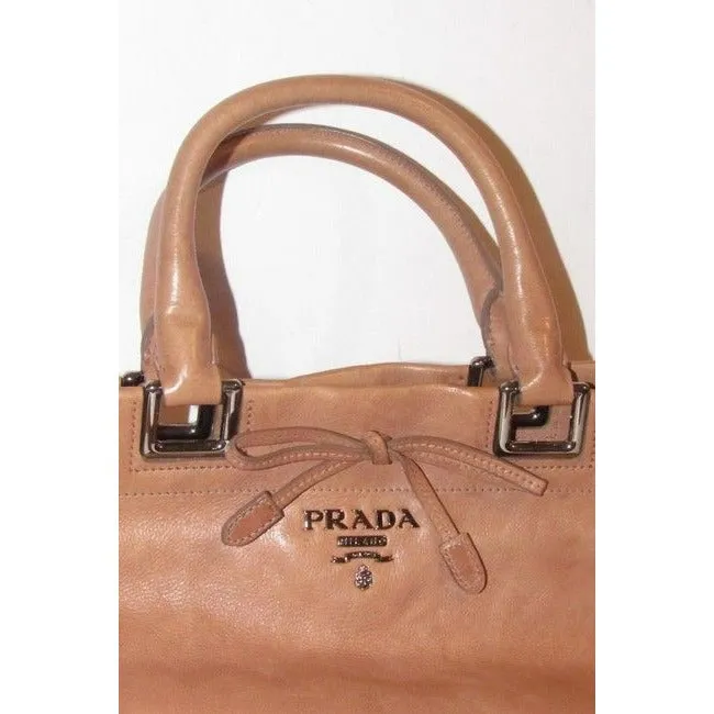 Prada Way Top Handle Nude Pink Leather Satchel