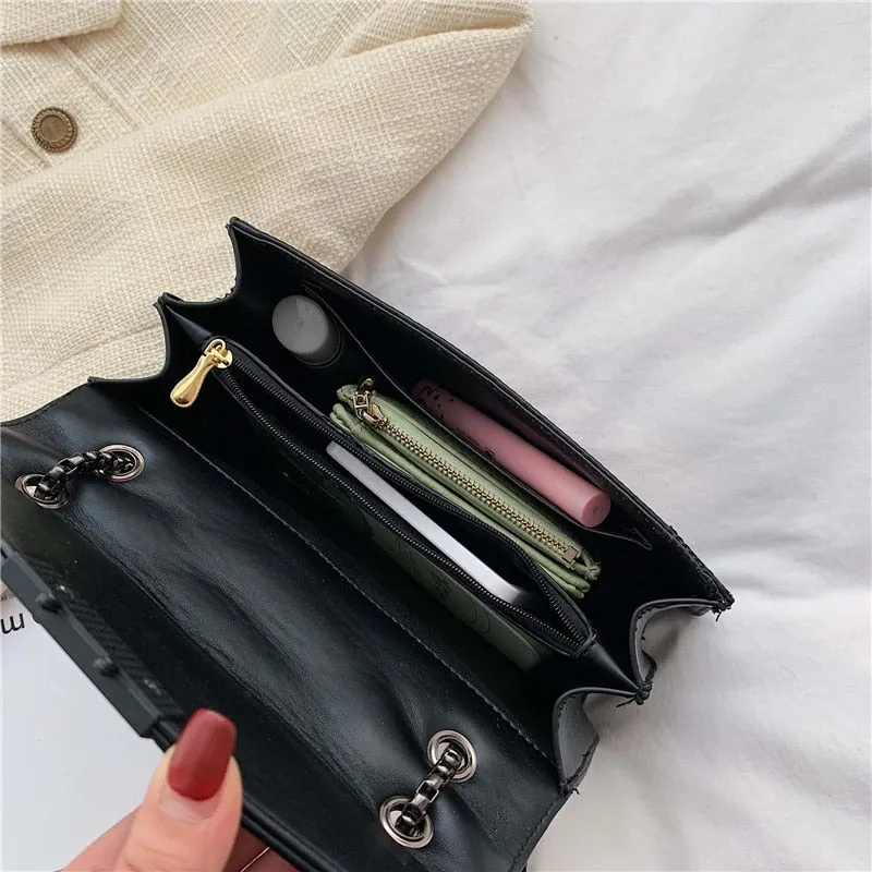 Rivets PU Leather Chain Strap Women's Bag