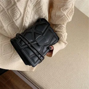 Rivets PU Leather Chain Strap Women's Bag