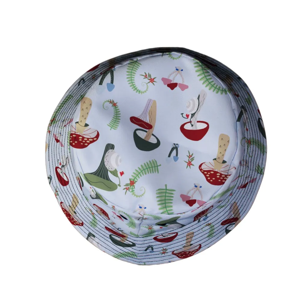 Santa Snails and Winter Mushrooms Bucket Hat