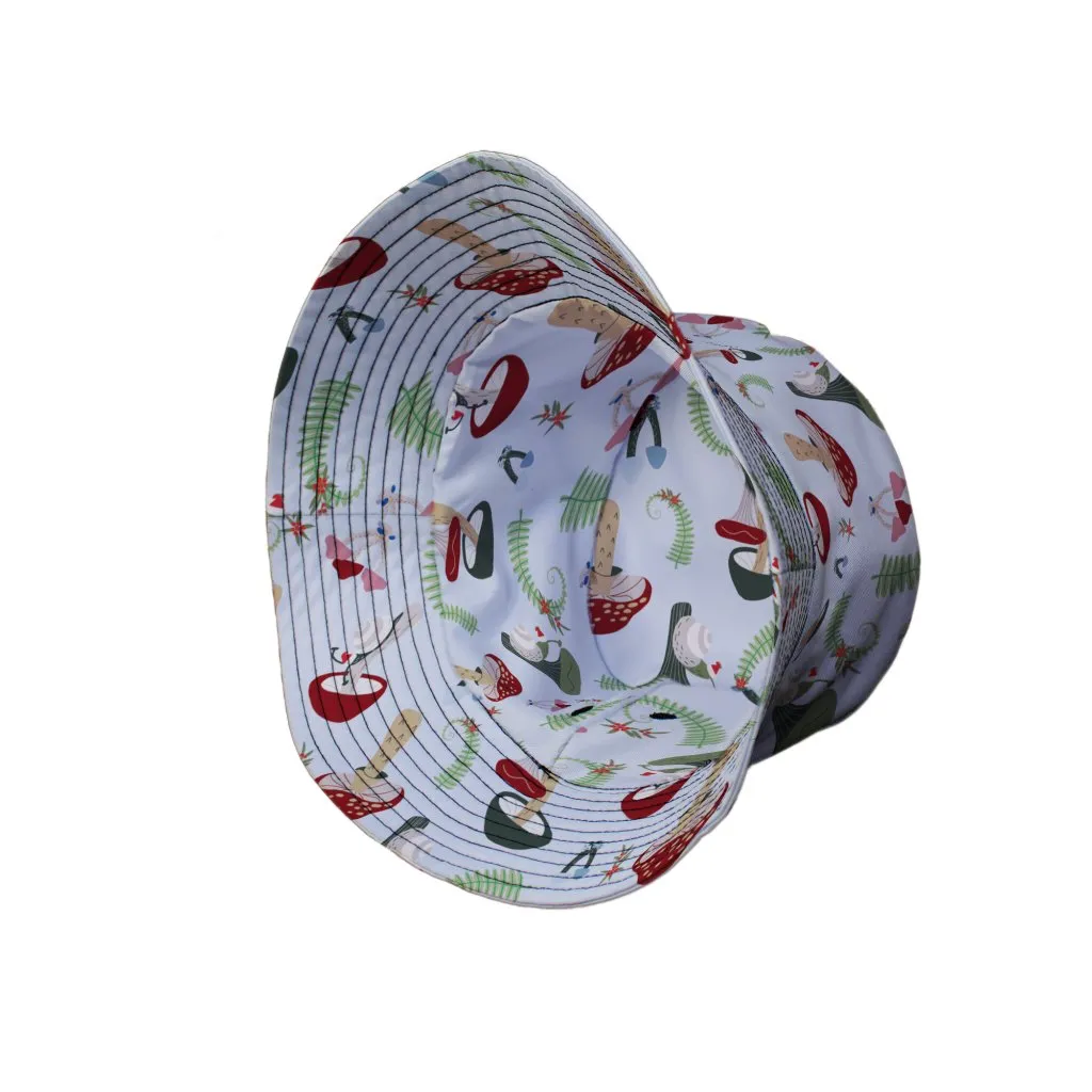 Santa Snails and Winter Mushrooms Bucket Hat