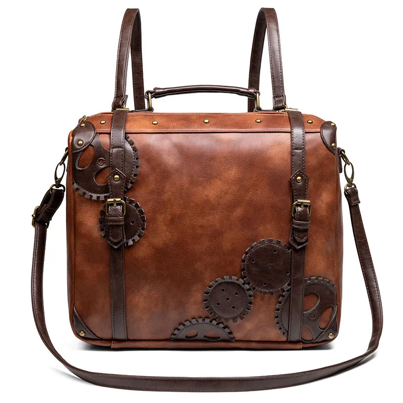 Steampunk Messenger Bag Leather Retro Briefcase Gothic Costume Accessory
