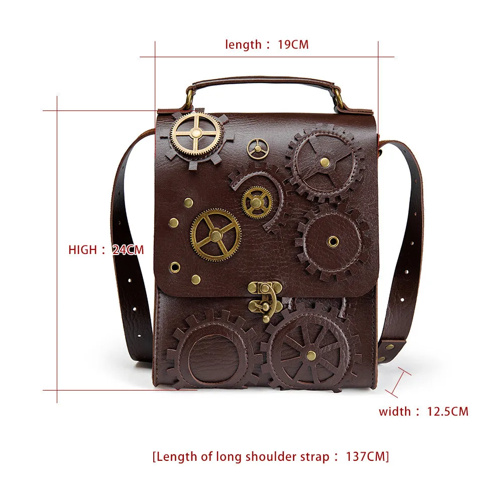 Steampunk Messenger Bag Leather Retro Briefcase Gothic Costume Accessory