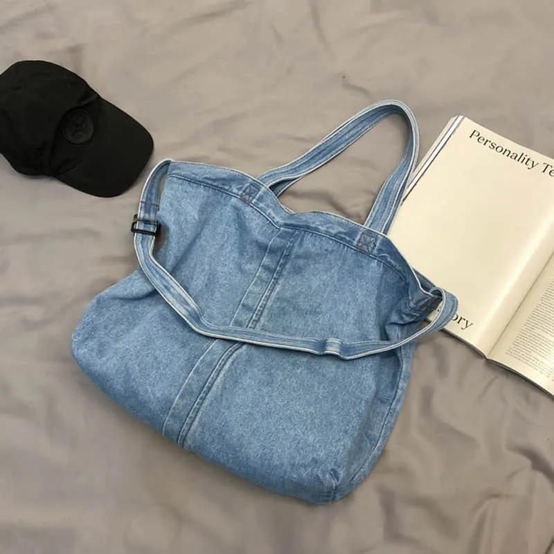 Stitching washed denim bag