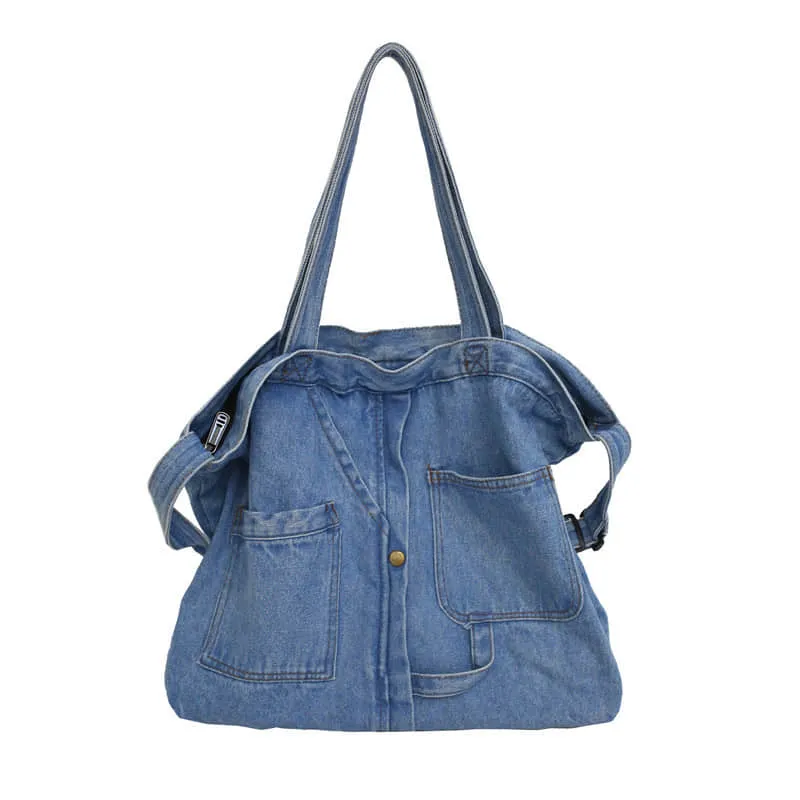 Stitching washed denim bag