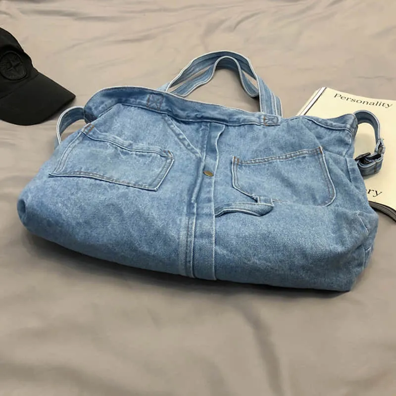 Stitching washed denim bag