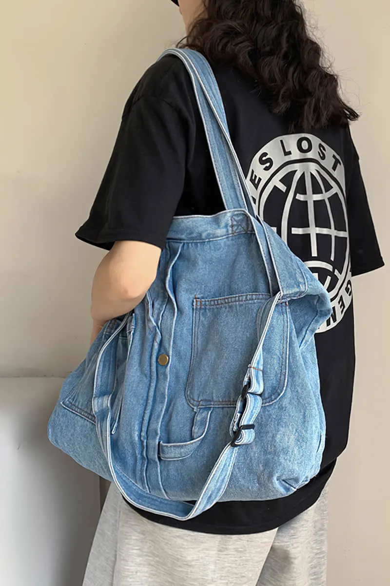 Stitching washed denim bag