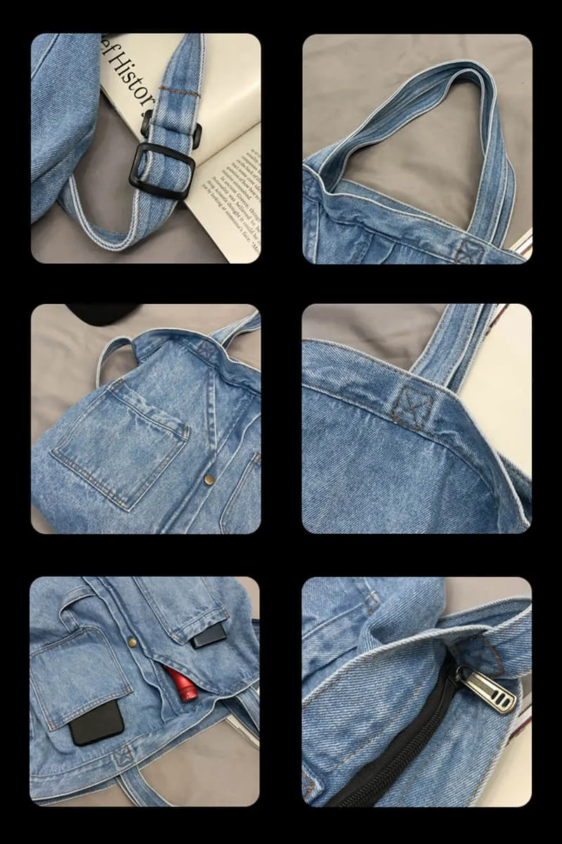 Stitching washed denim bag