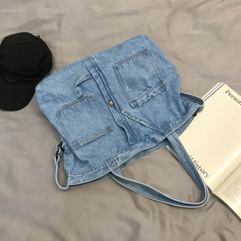 Stitching washed denim bag
