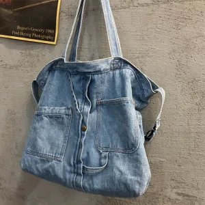 Stitching washed denim bag