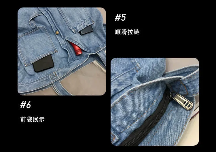 Stitching washed denim bag