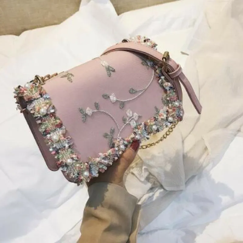 Sweet and Dainty Floral Lace Cross-body Messenger Bag