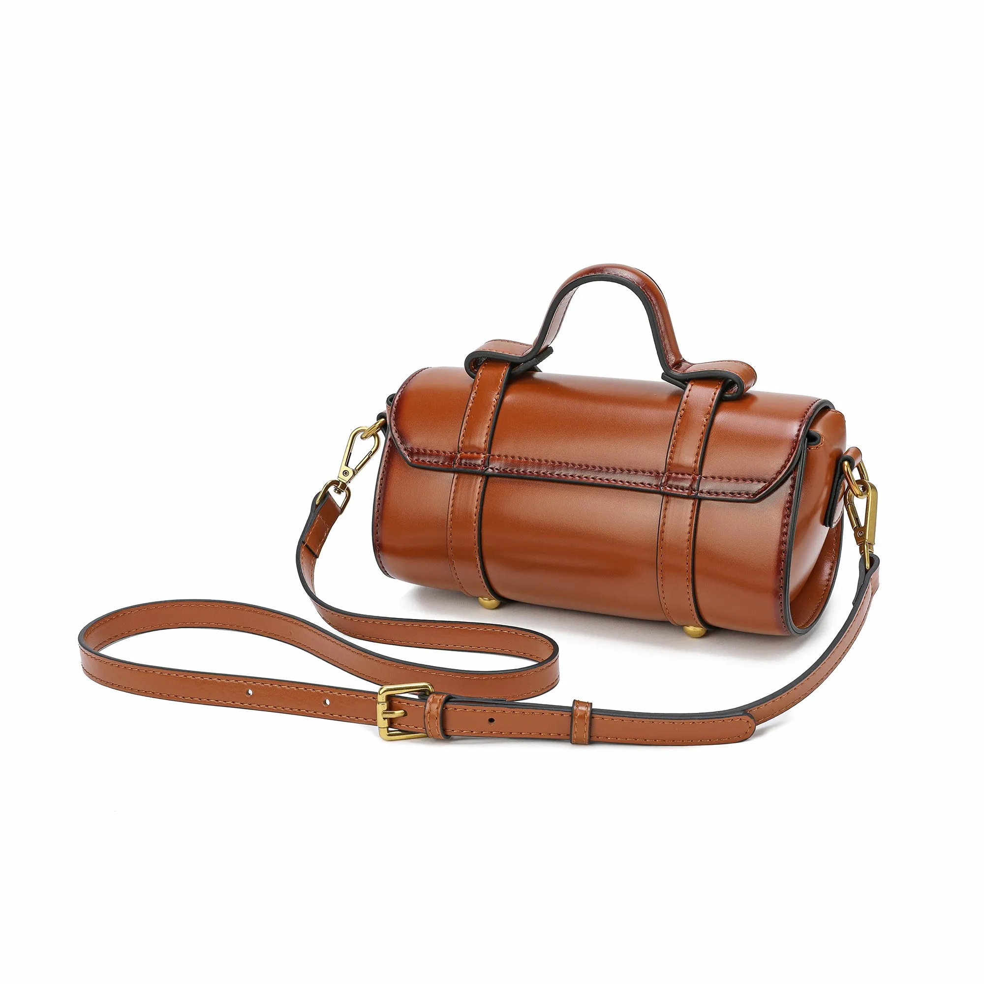 Tiffany & Fred Smooth Leather Barrel Shape Crossbow Bag