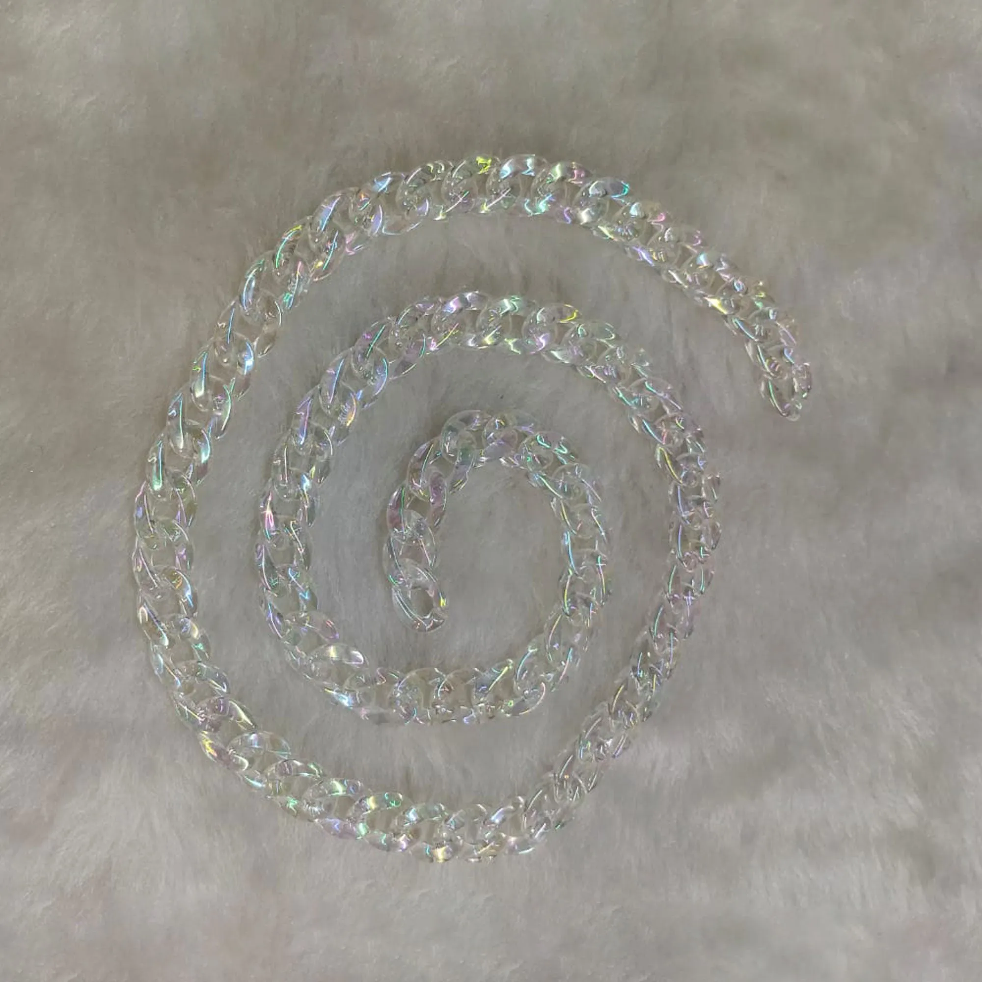 Transparent Holographic Designer Clutch Chain