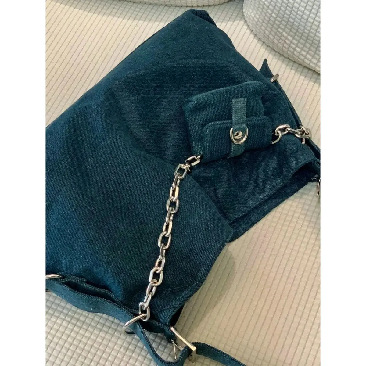 UAKISS  -  High Street Denim Handbag Women New Vintage Chain Large Capacity Shoulder Tote Bag Ladies Retro Casual Y2k Handbags