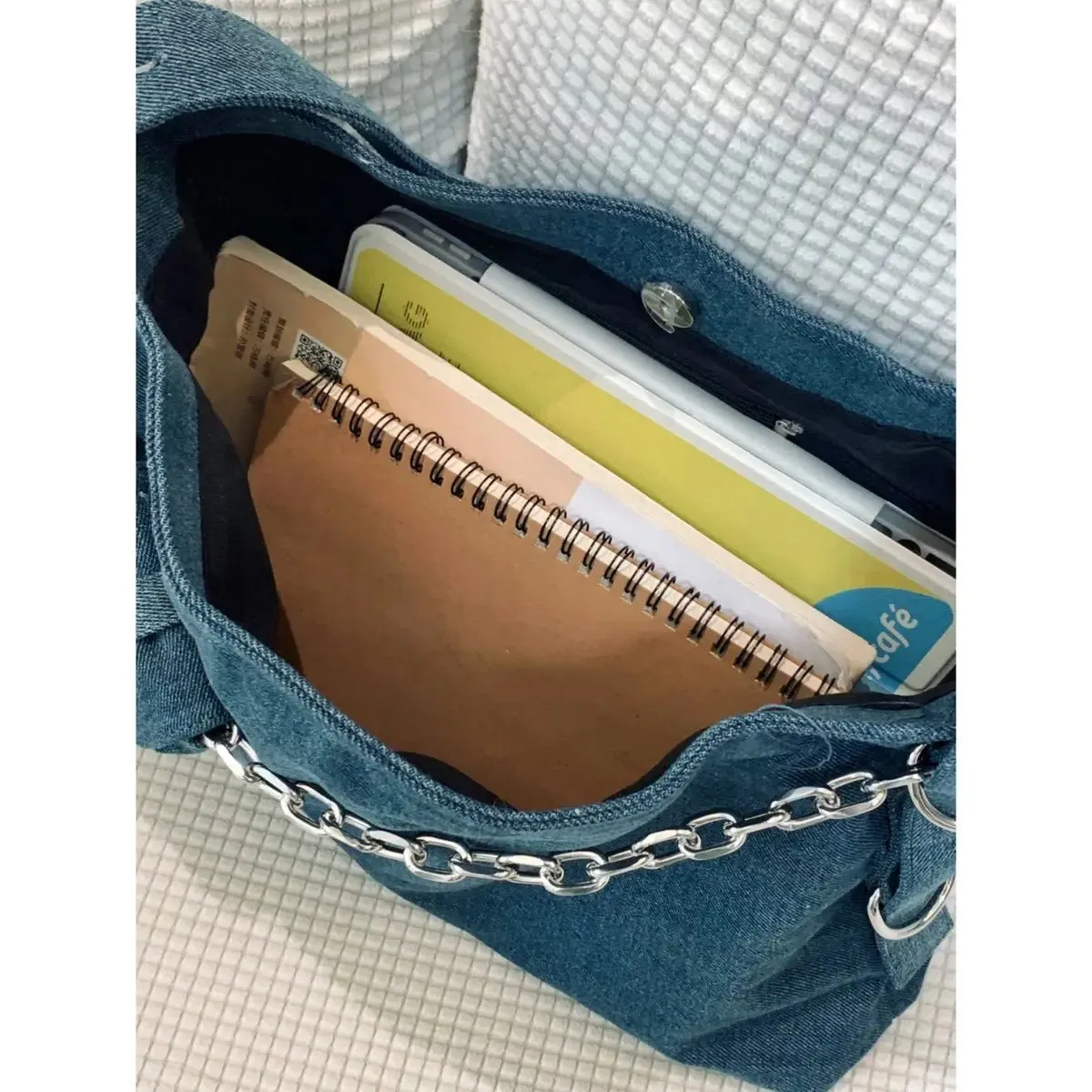 UAKISS  -  High Street Denim Handbag Women New Vintage Chain Large Capacity Shoulder Tote Bag Ladies Retro Casual Y2k Handbags