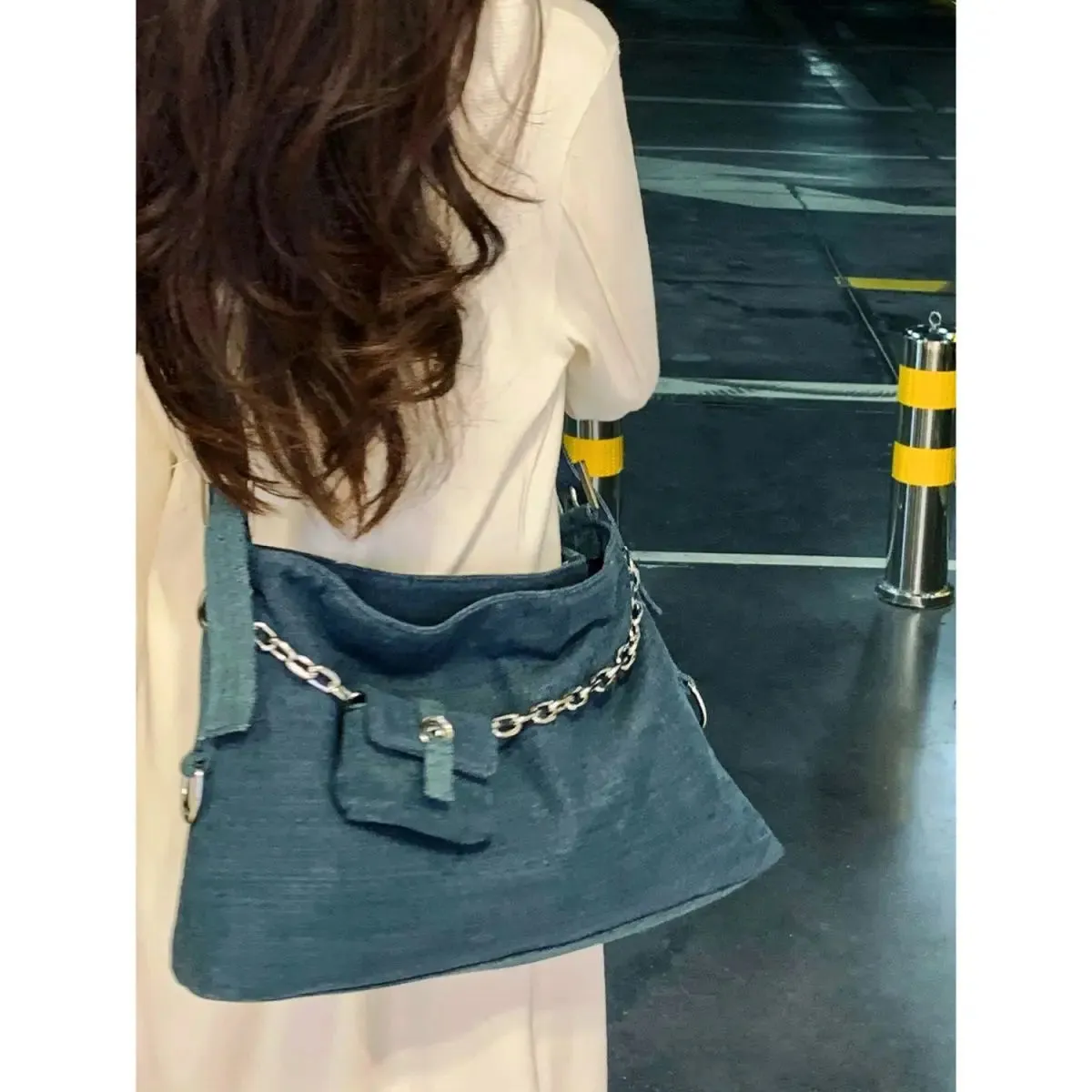 UAKISS  -  High Street Denim Handbag Women New Vintage Chain Large Capacity Shoulder Tote Bag Ladies Retro Casual Y2k Handbags