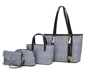 Vegan Leather Women'S Tote Bag, Small Tote Handbag, Pouch Purse & Wristlet Wallet Bag 4 Pcs Set by Mia K - Chocolate