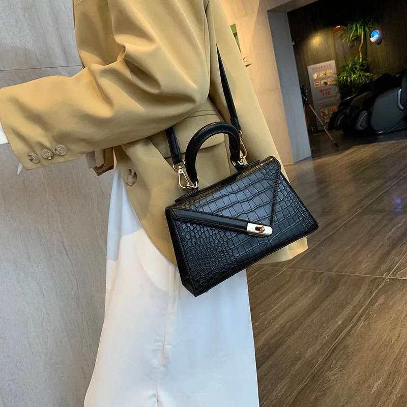 Vintage Alligator Women Shoulder Bags Designer Handbags Luxury Crocodile Pu Leather Crossbody Bag Chic Lock Small Flap Purse Sac