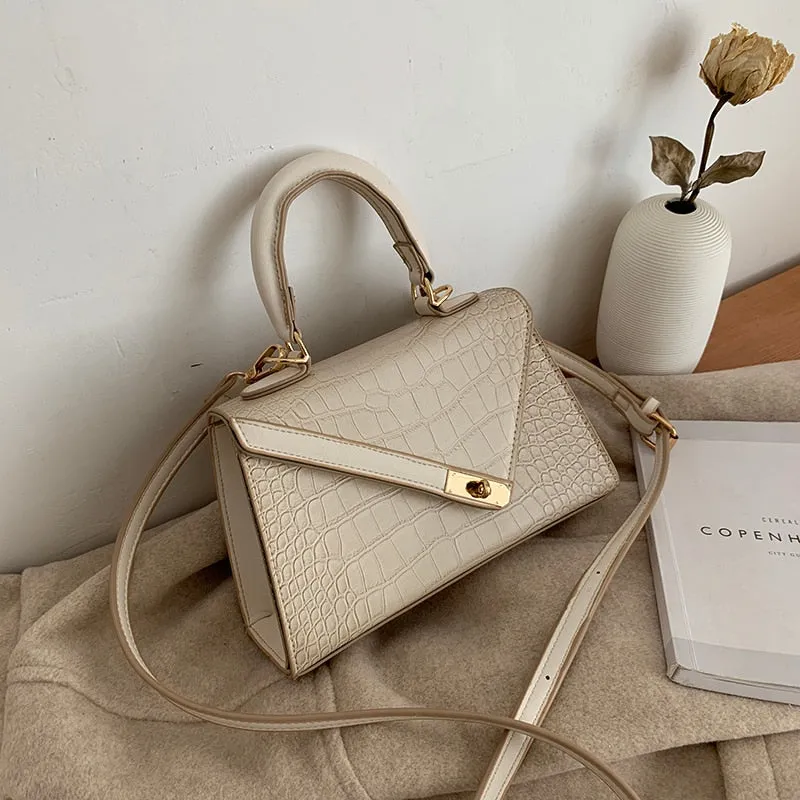 Vintage Alligator Women Shoulder Bags Designer Handbags Luxury Crocodile Pu Leather Crossbody Bag Chic Lock Small Flap Purse Sac