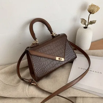 Vintage Alligator Women Shoulder Bags Designer Handbags Luxury Crocodile Pu Leather Crossbody Bag Chic Lock Small Flap Purse Sac