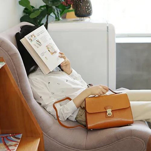 Womens Structured Leather Satchel Crossbody Bags