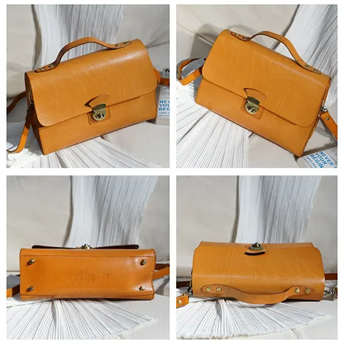 Womens Structured Leather Satchel Crossbody Bags